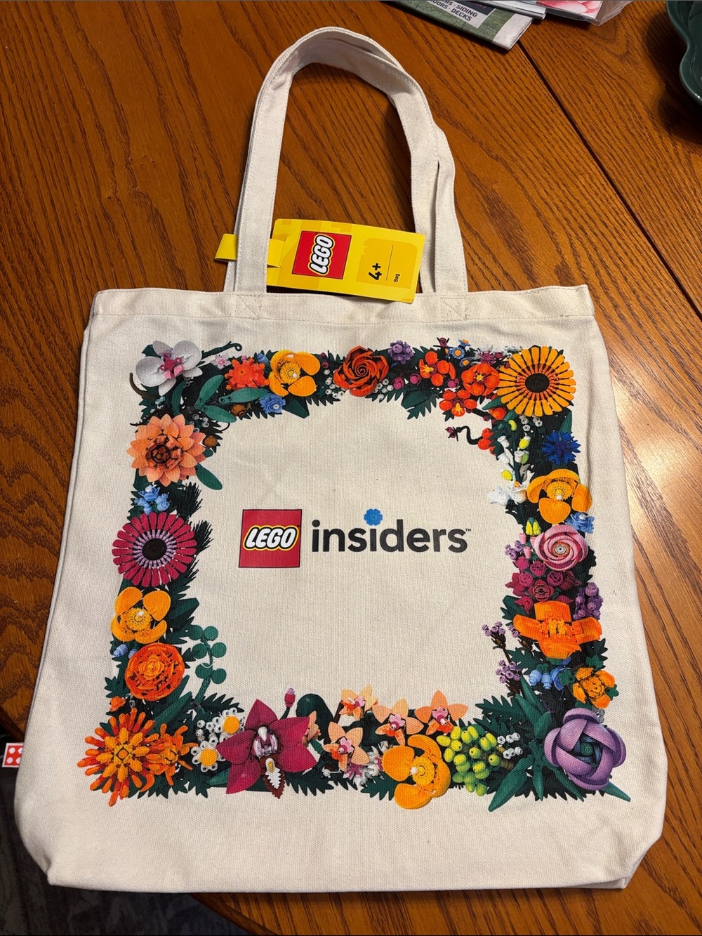 RARE LEGO Botanicals Floral Canvas Tote with Colorful Design